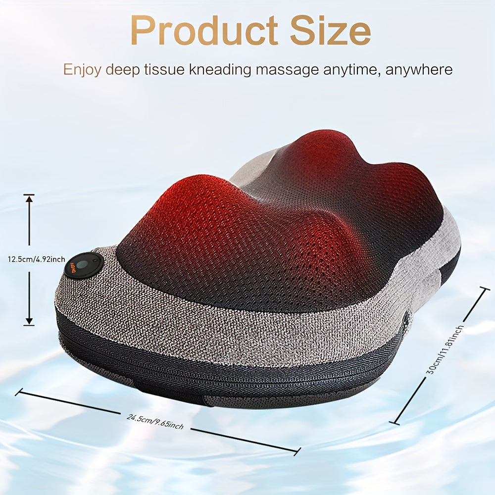 NNETM Electric Shiatsu Massage Pillow with Heat – Deep Tissue Kneading(Grey)