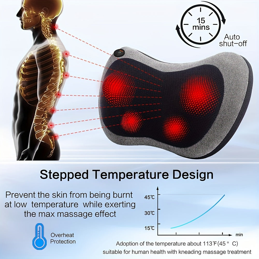 NNETM Electric Shiatsu Massage Pillow with Heat – Deep Tissue Kneading(Grey)